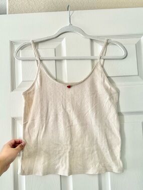 Things Between Cream Mini Rosebud Pointelle Cami Tank